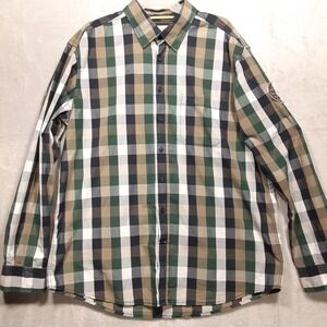 Camel Active Mens L/S Button Shirt Sz.XL/green & blue plaid/Compass Patch